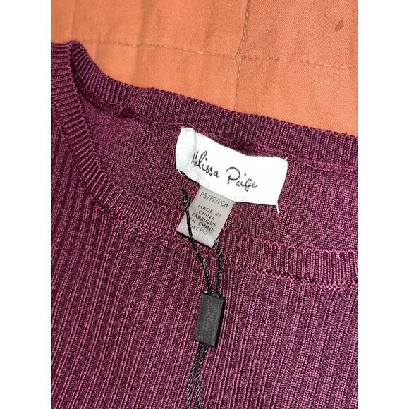 NWT Melissa Paige Purple Ribbed Knit Long Sleeve Pullover Sweater Women's Size P - Picture 5 of 9